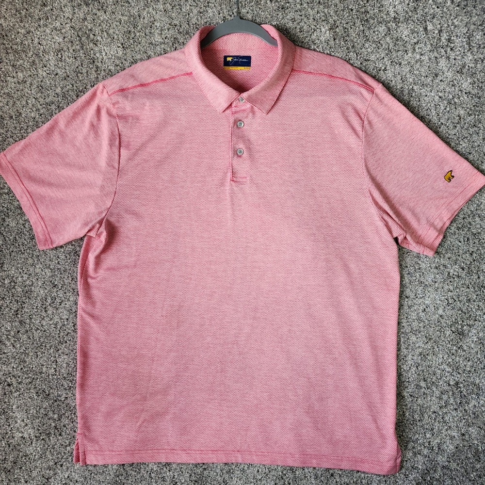 Jack Nicklaus Polo Shirt Mens XL Pink‎ Textured Golden Bear Logo Excellent